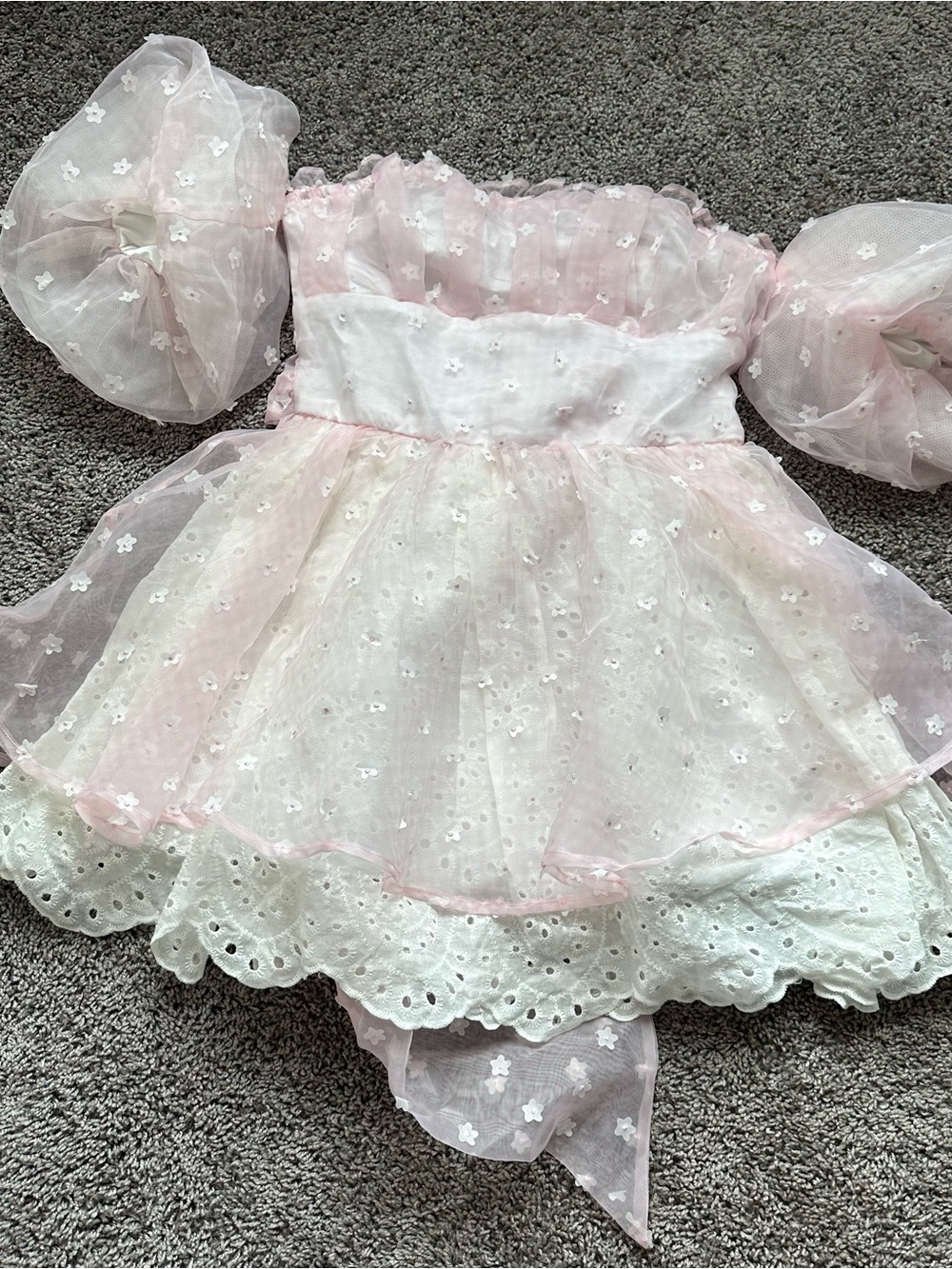 Sugar Thrillz Pink and White Floral Organza Mini Dress